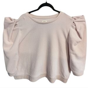 a.n.a. A New Approach Puff Sleeve Sweater 3X Cream pink Crew Neck Pullover W-396